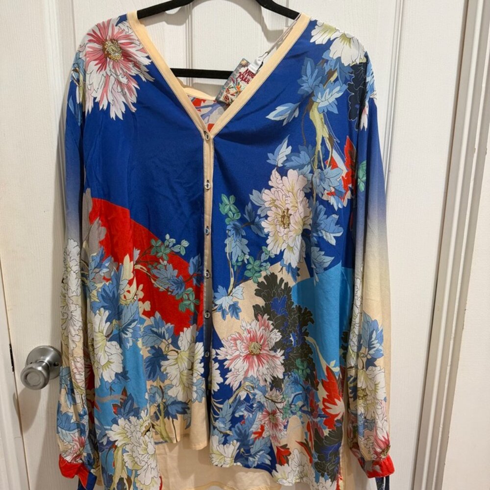 Johnny Was Plus NWT Silk "Marritt Ines" Blouse~3x